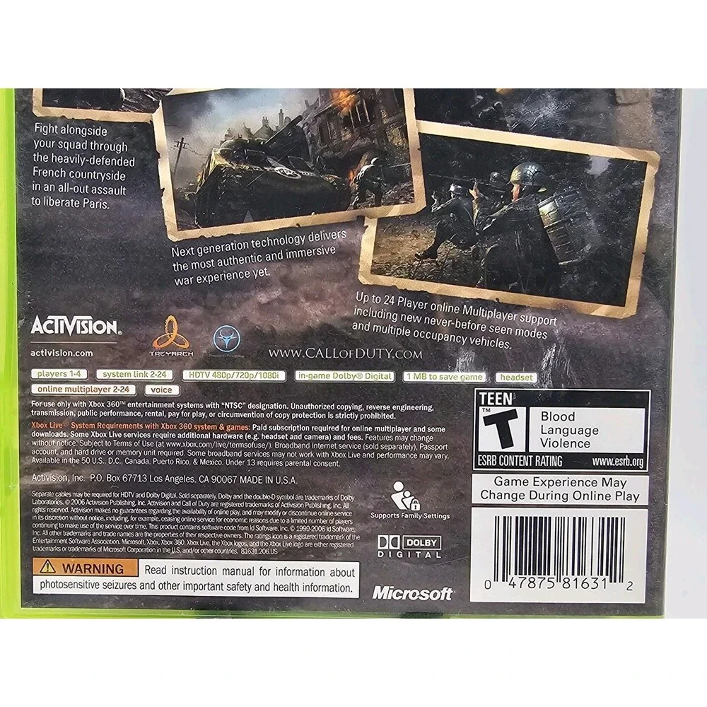Call of Duty 3 - Microsoft Xbox 360 CIB